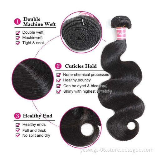 Brazilian Body Wave Hair 4 Bundles with Closure Remy Human Hair Weave Bundles With Closure Natural Color